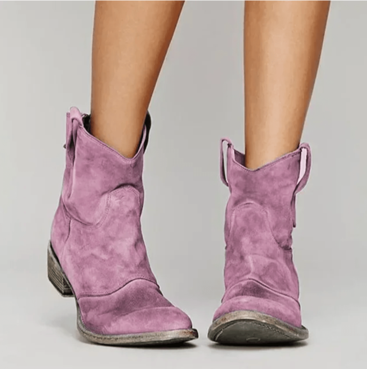Bottines femme en daim à talon carré large avec fermeture éclair latérale et semelle antidérapante 3