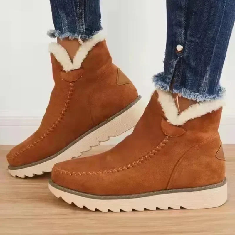 Bottines fourrées en daim femme à semelle plateforme 1