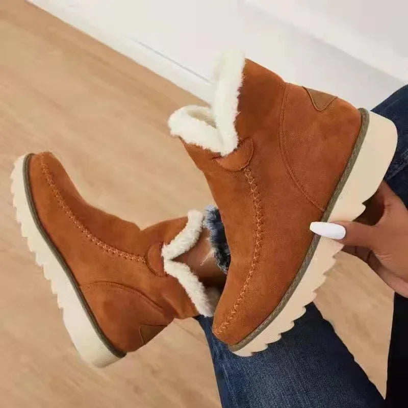Bottines fourrées en daim femme à semelle plateforme 4
