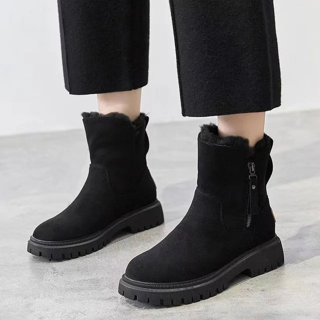 Bottines fourrées femme pour l'hiver à fermeture éclair latérale et semelle antidérapante 1