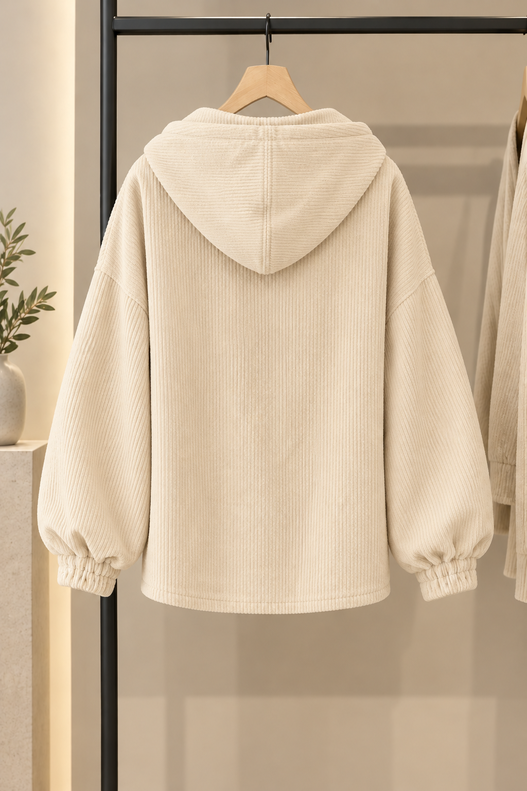 Cardigan femme à capuche en velours côtelé coupe oversize 10