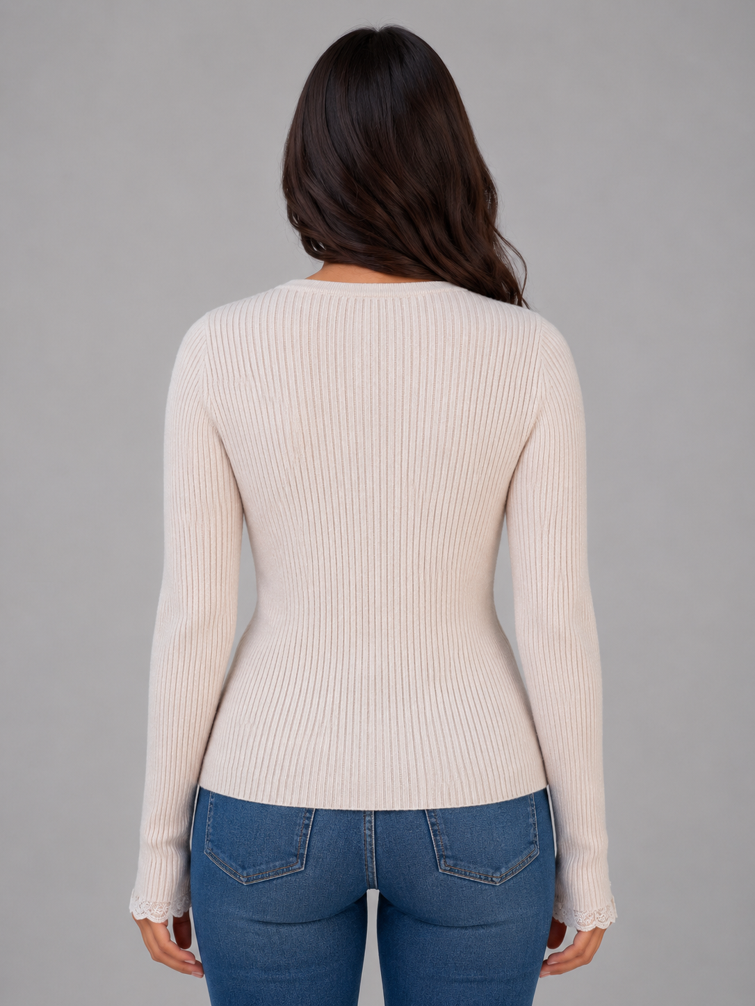 Cardigan femme ajusté en maille côtelée à col V 2
