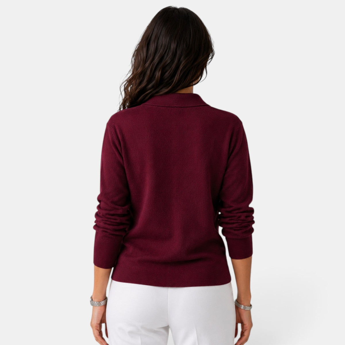 Cardigan femme en maille côtelée boutonné à col chemise 10