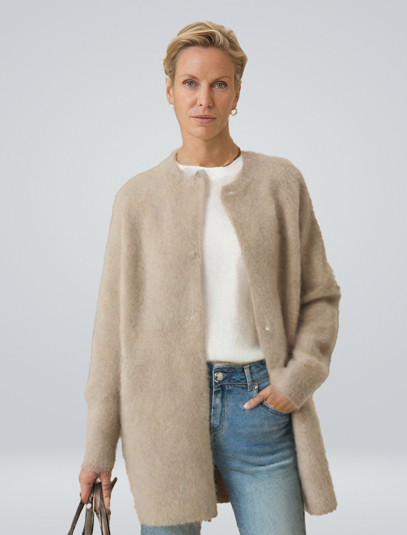Cardigan femme léger en coton mélangé à coupe ample 7