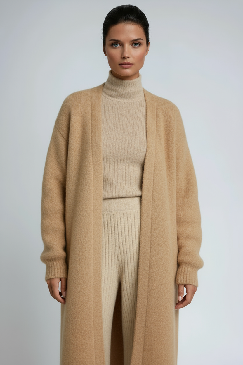 Cardigan long femme ouvert devant en maille douce à épaules tombantes et coupe ample 7