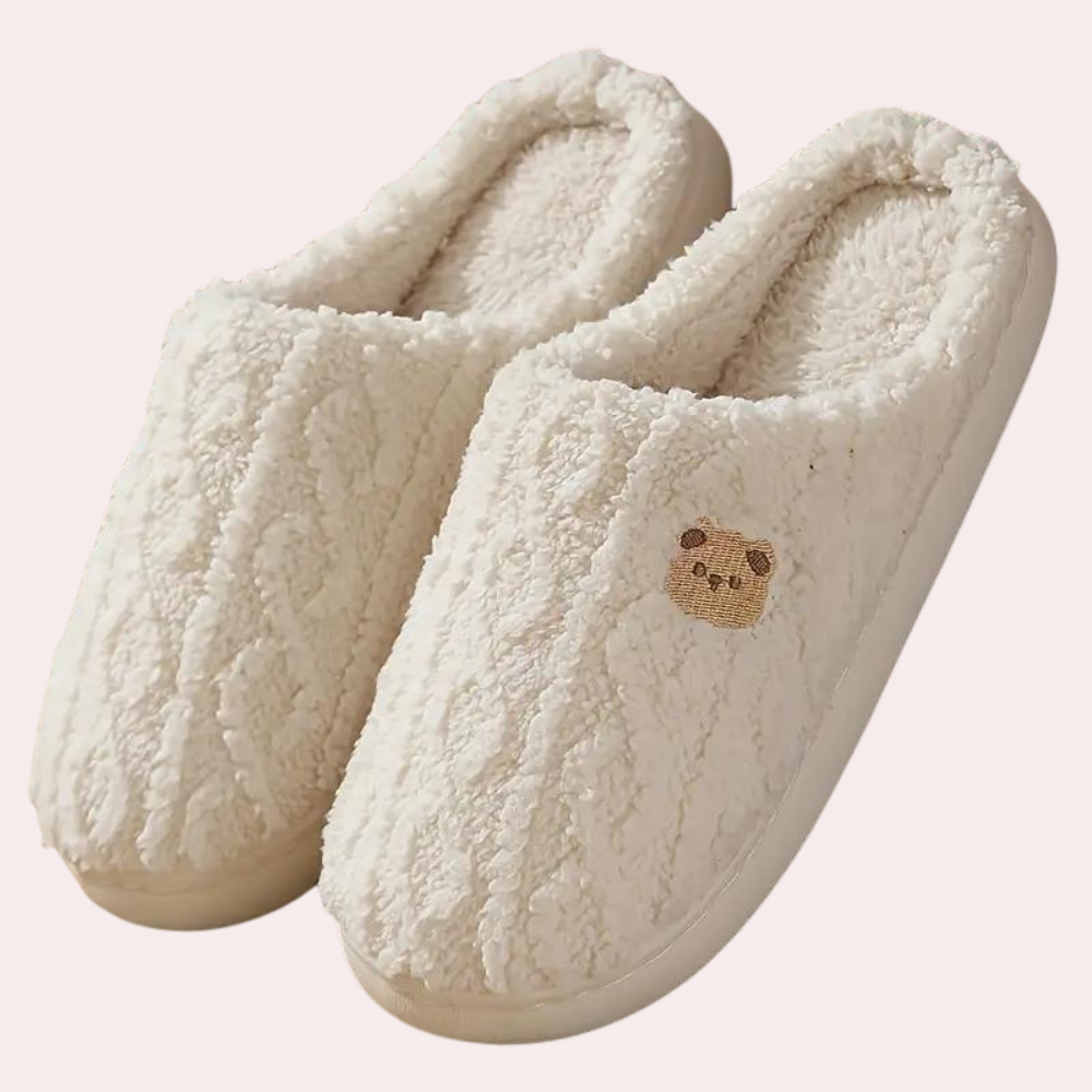 Chaussons femme fourrés à semelle souple, moelleux effet peluche 5