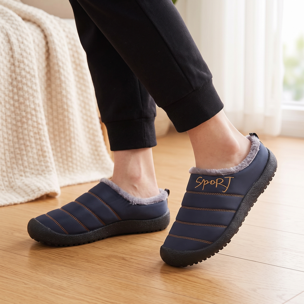 Chaussons femme matelassés doublés semelle épaisse extérieure 1