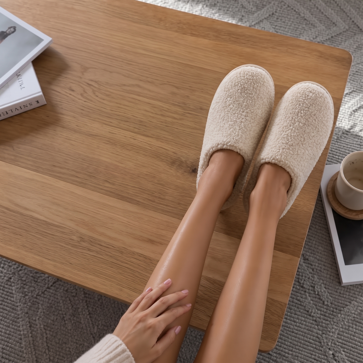 Chaussons femme moelleux antidérapants intérieur extérieur 4