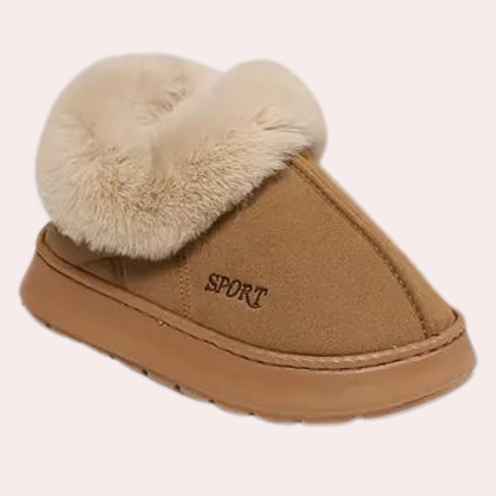 Chaussons femme montants à col fourré semelle plateforme 8