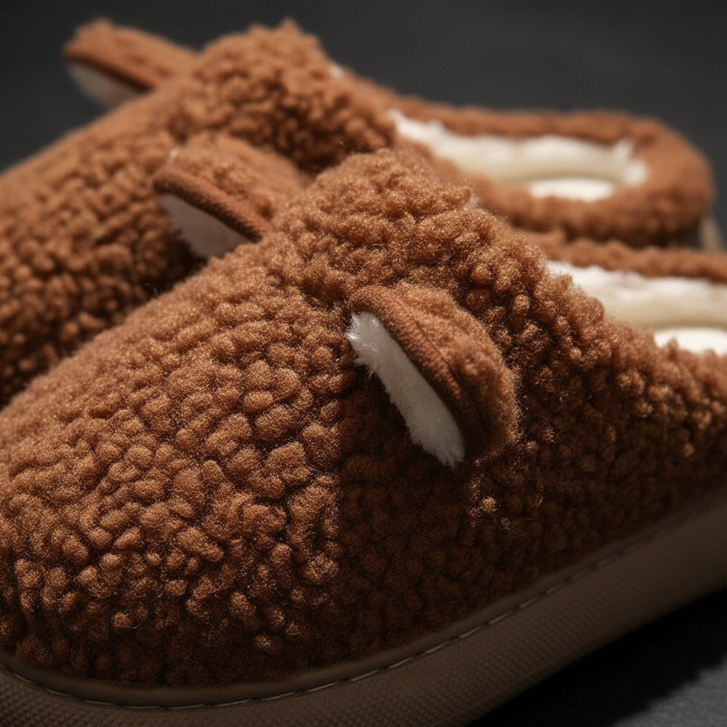 Chaussons femme peluche à enfiler semelle plateforme bout fermé 10