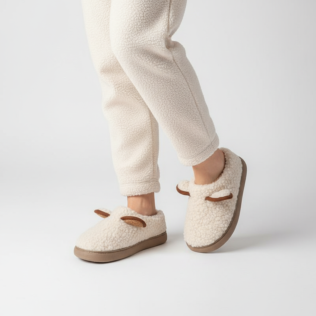 Chaussons femme peluche à enfiler semelle plateforme bout fermé 3