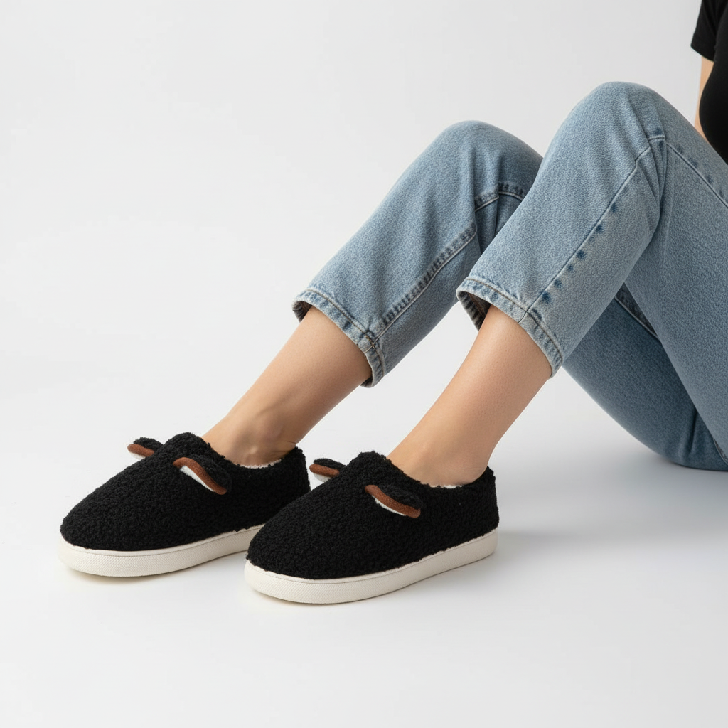Chaussons femme peluche à enfiler semelle plateforme bout fermé 4