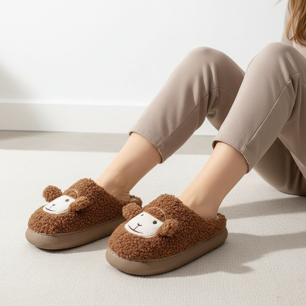 Chaussons femme peluche à enfiler semelle plateforme bout fermé 7