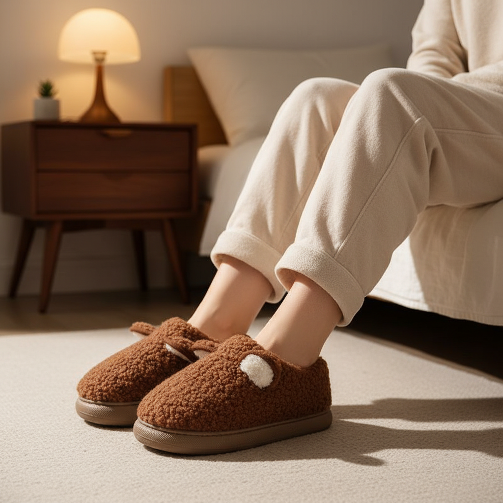 Chaussons femme peluche à enfiler semelle plateforme bout fermé 8