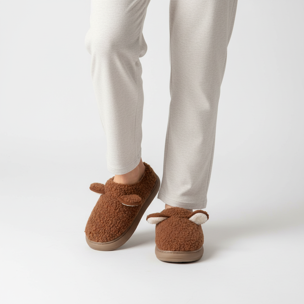 Chaussons femme peluche à enfiler semelle plateforme bout fermé 9