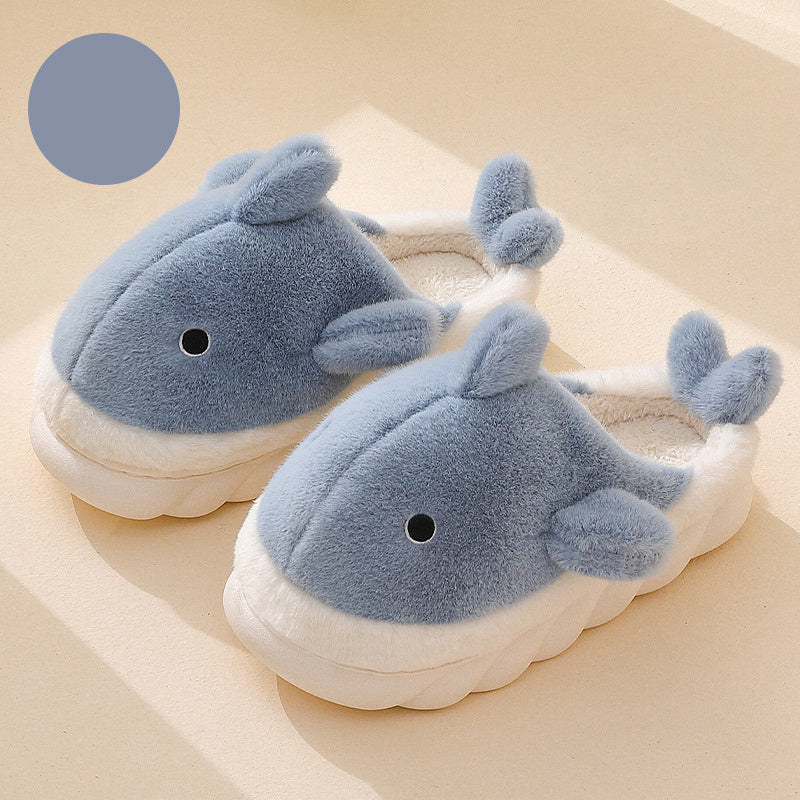 Chaussons femme peluche fantaisie forme requin semelle épaisse 1