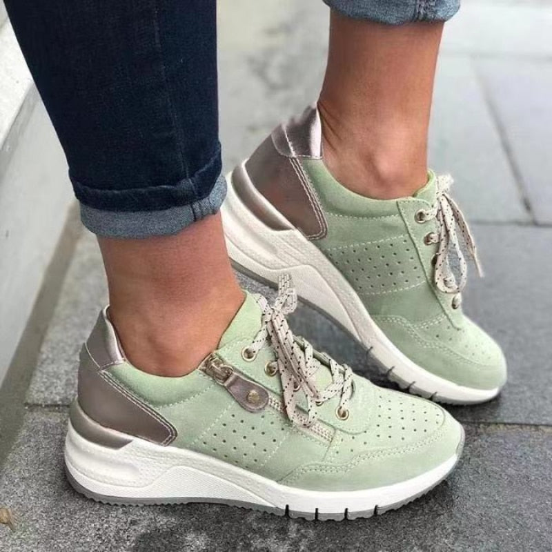 Chaussures de marche femme légères en textile respirant, semelle antidérapante, lacets élastiques et fermeture éclair 1