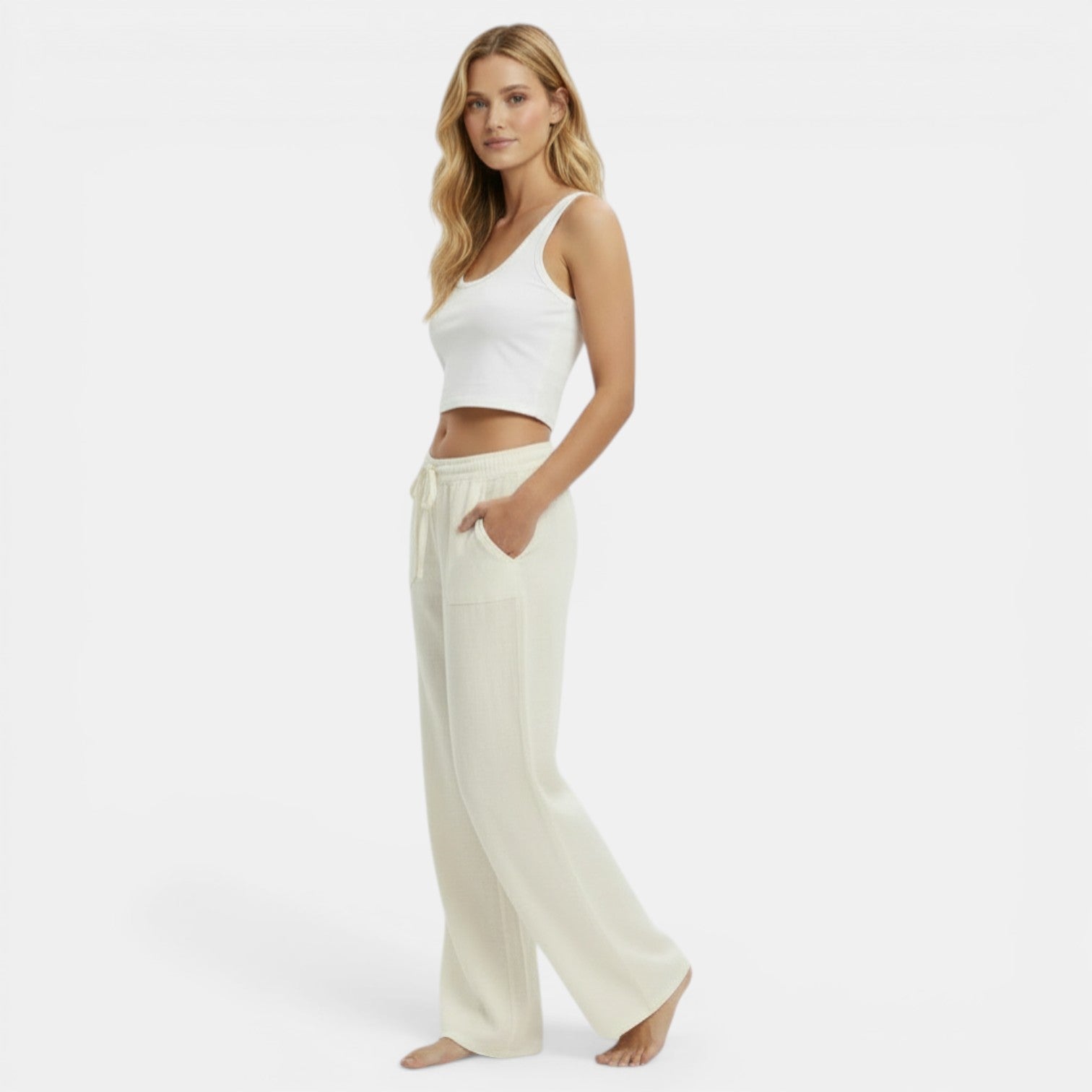 Pantalon large en lin femme