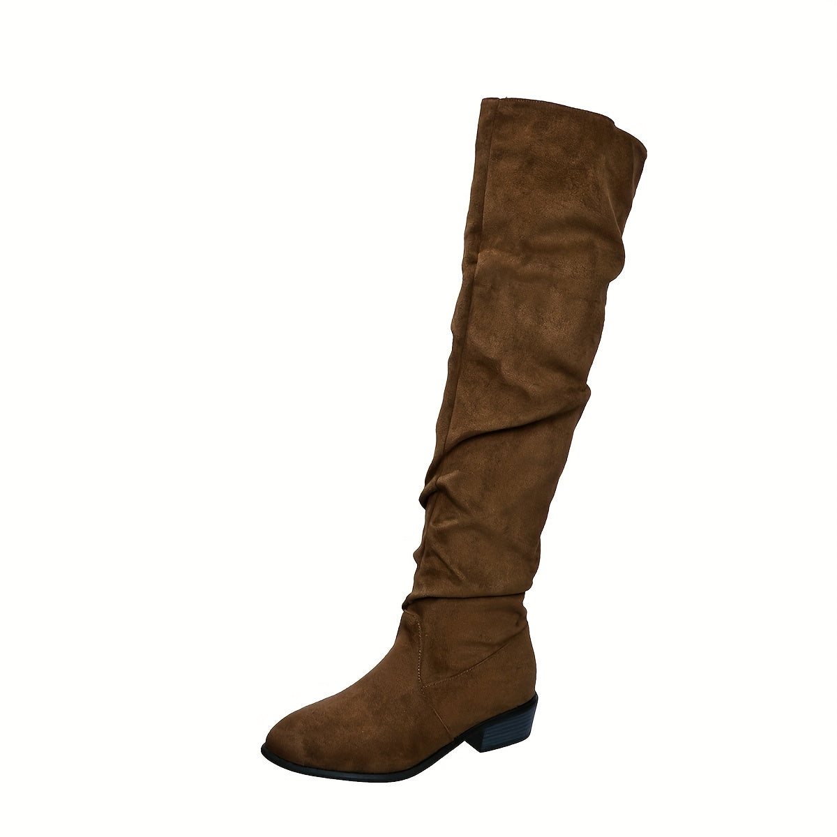 Cuissardes femme en daim à bout pointu et talon plat 11