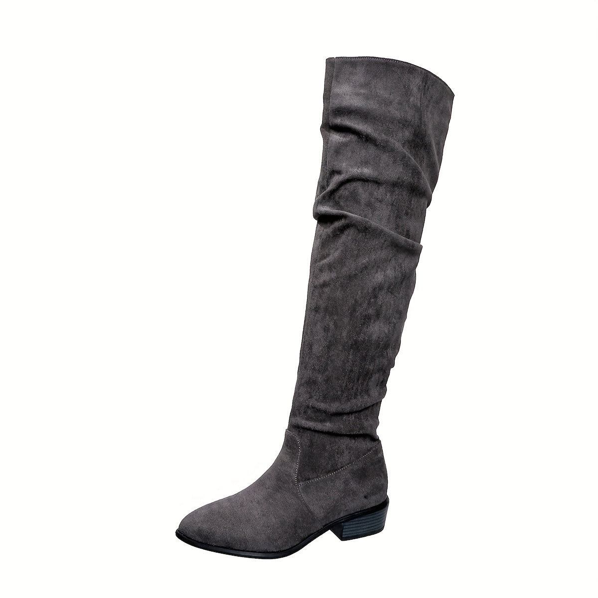 Cuissardes femme en daim à bout pointu et talon plat 9