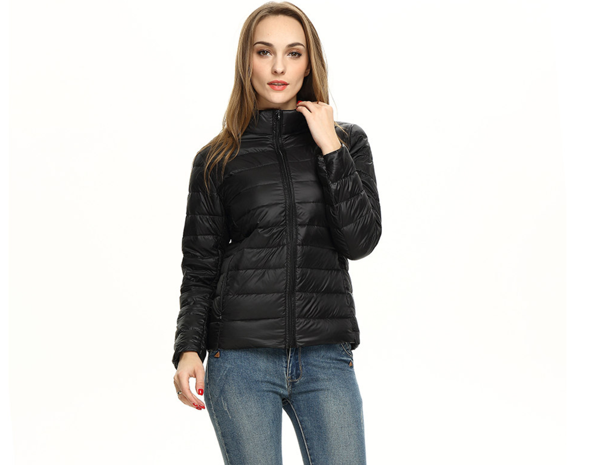 Doudoune femme courte légère à col montant 12