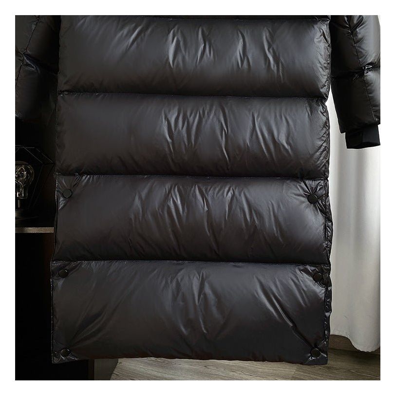 Doudoune femme longue brillante à capuche matelassée 2