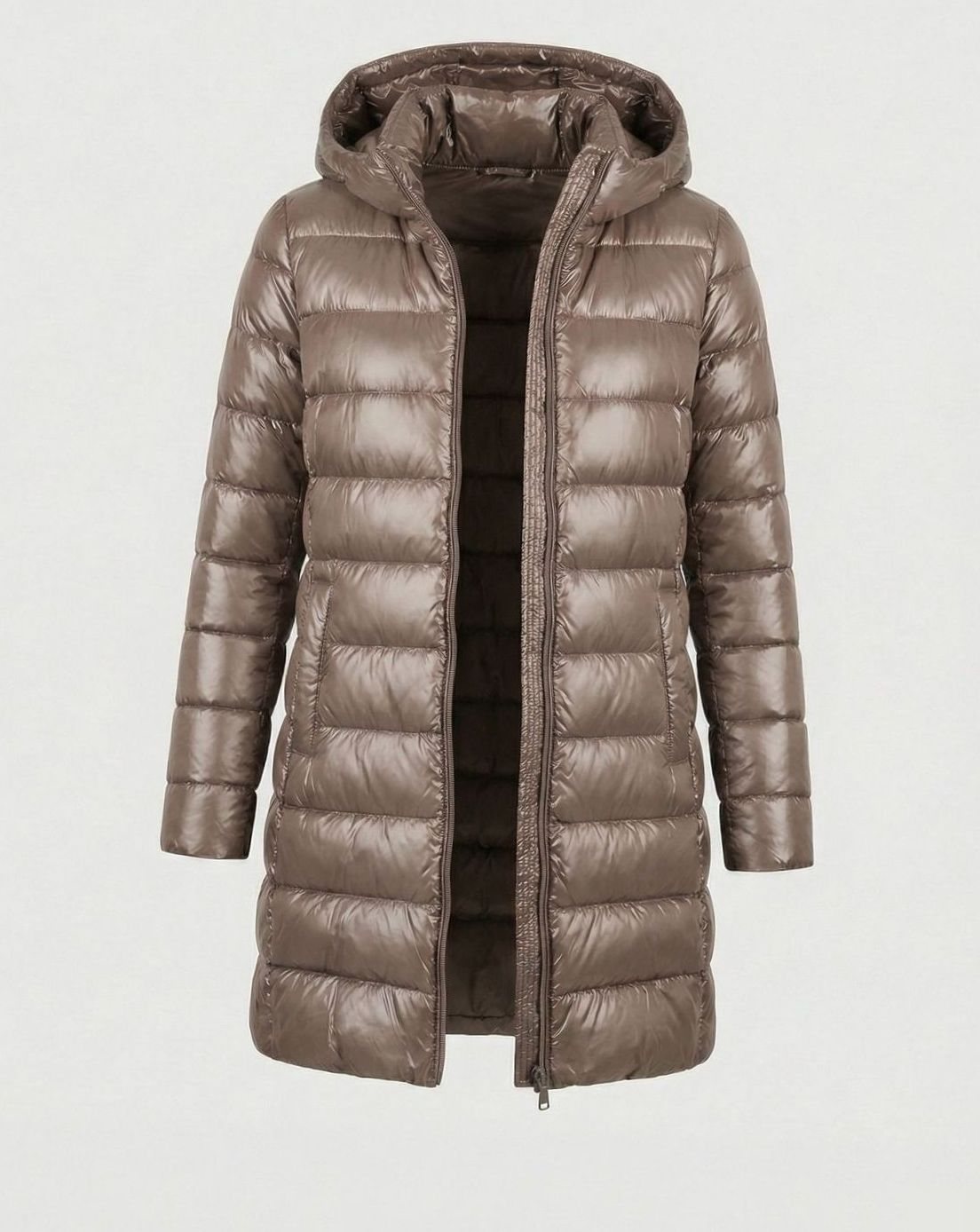 Doudoune femme longue légère à capuche coupe slim 4