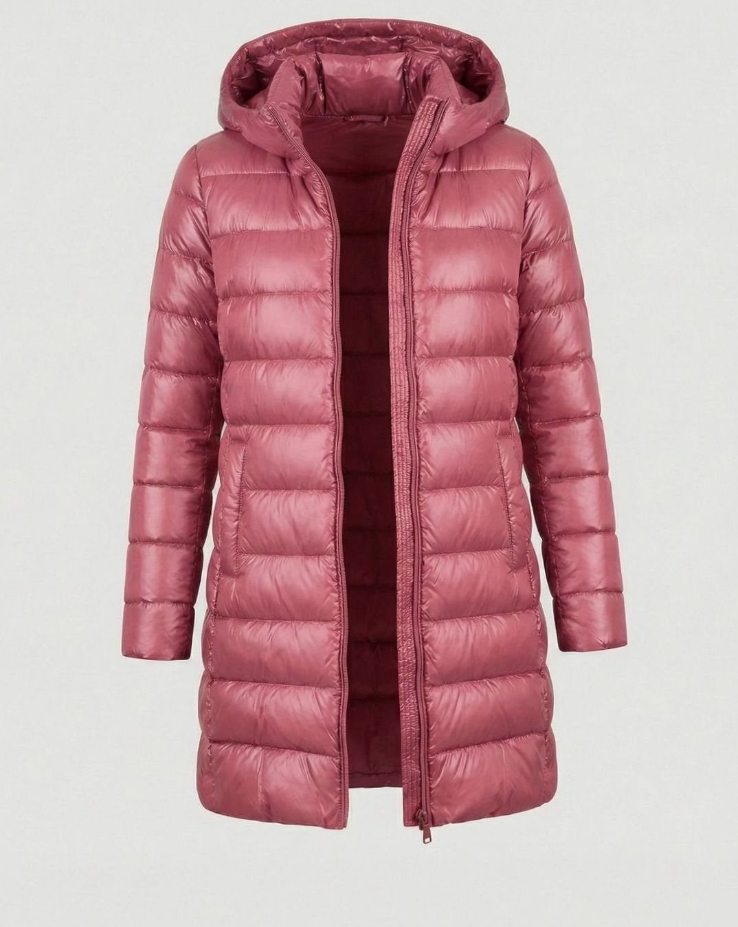 Doudoune femme longue légère à capuche coupe slim 5
