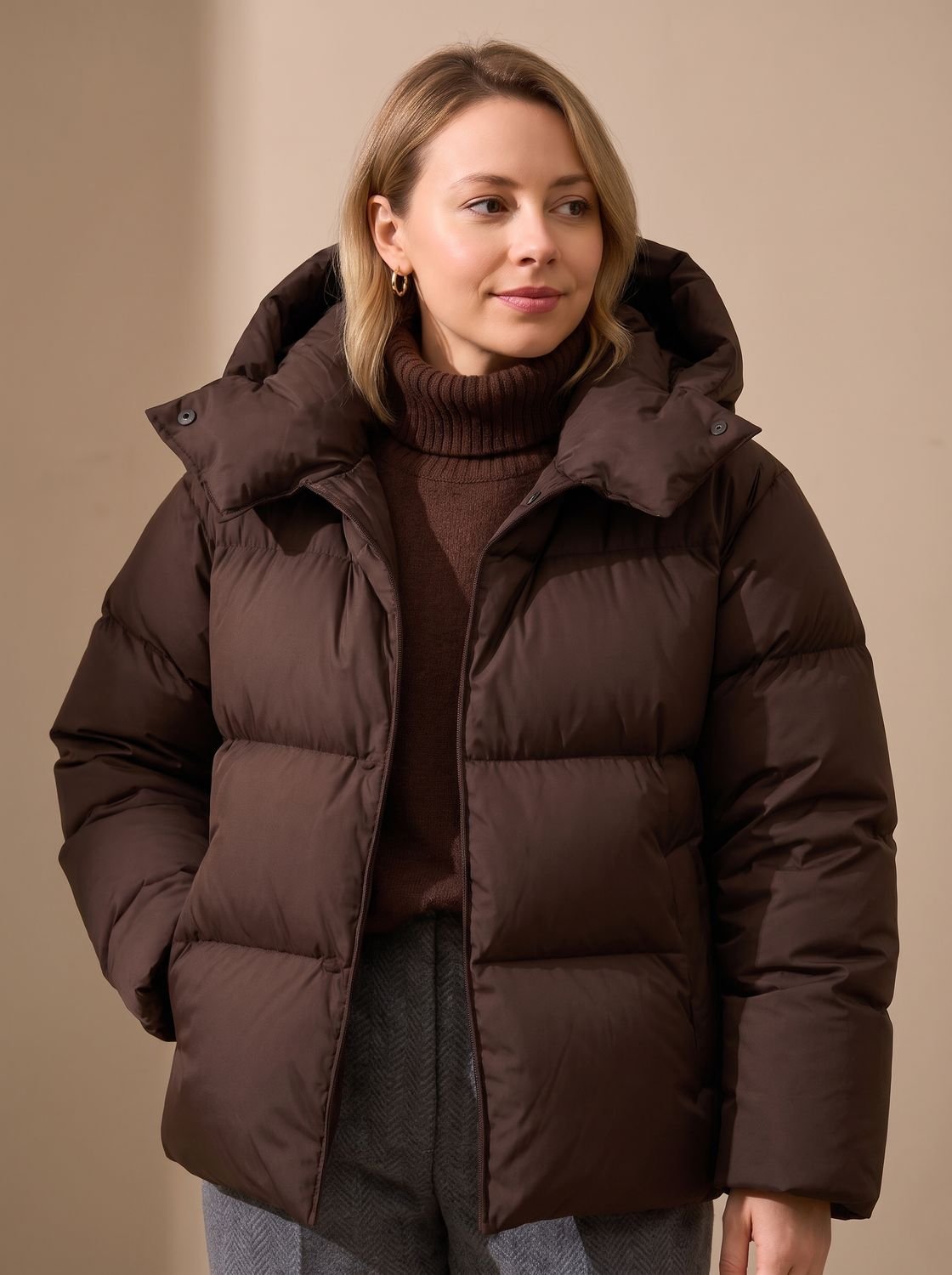 Doudoune femme oversize à capuche 1