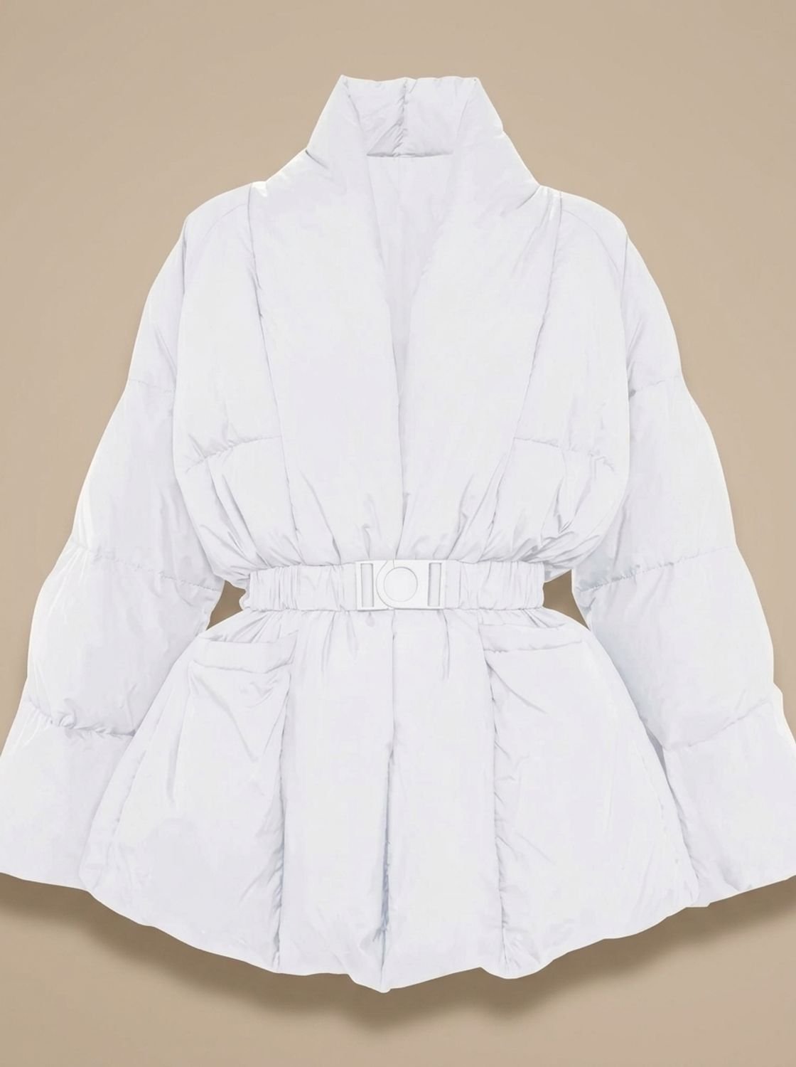Doudoune femme oversize ceinturée à col montant 4