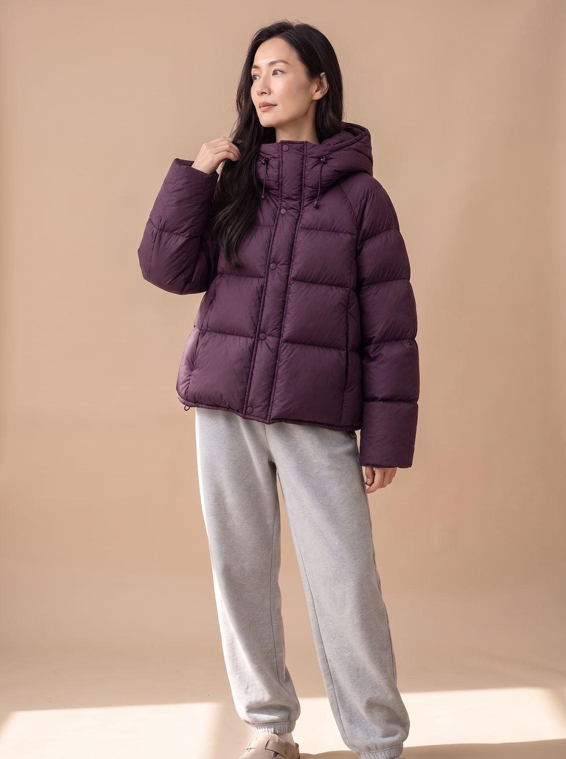 Doudoune femme oversize en duvet à capuche ajustable 4