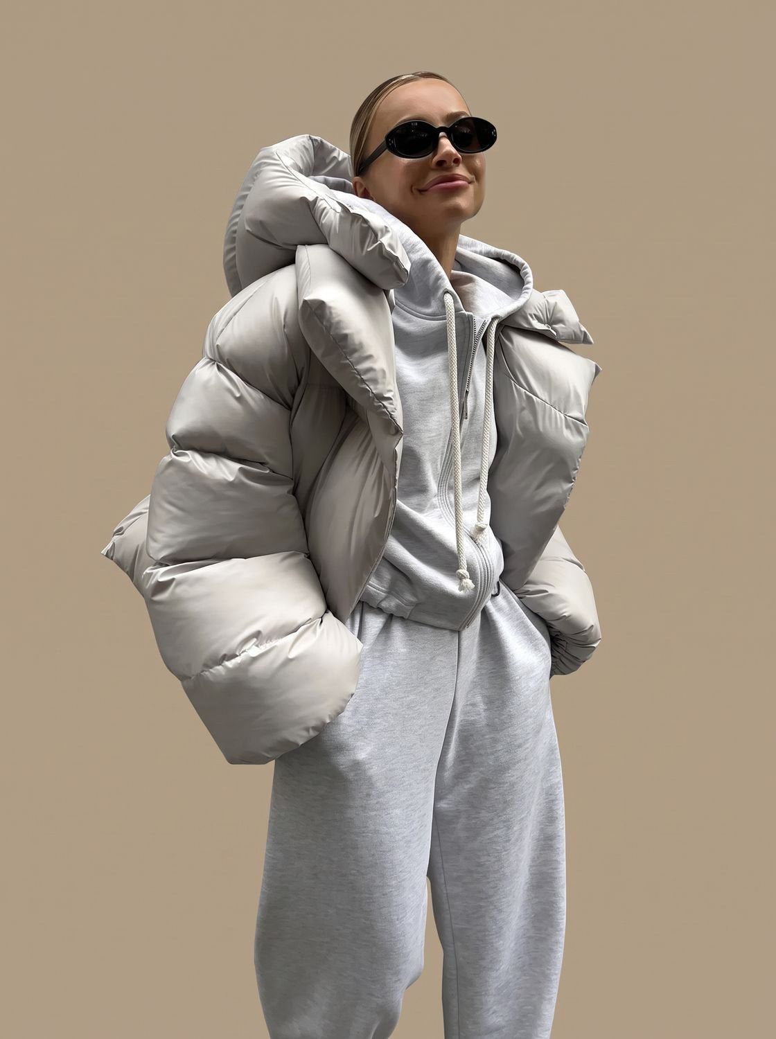 Doudoune femme oversize matelassée à col montant 4