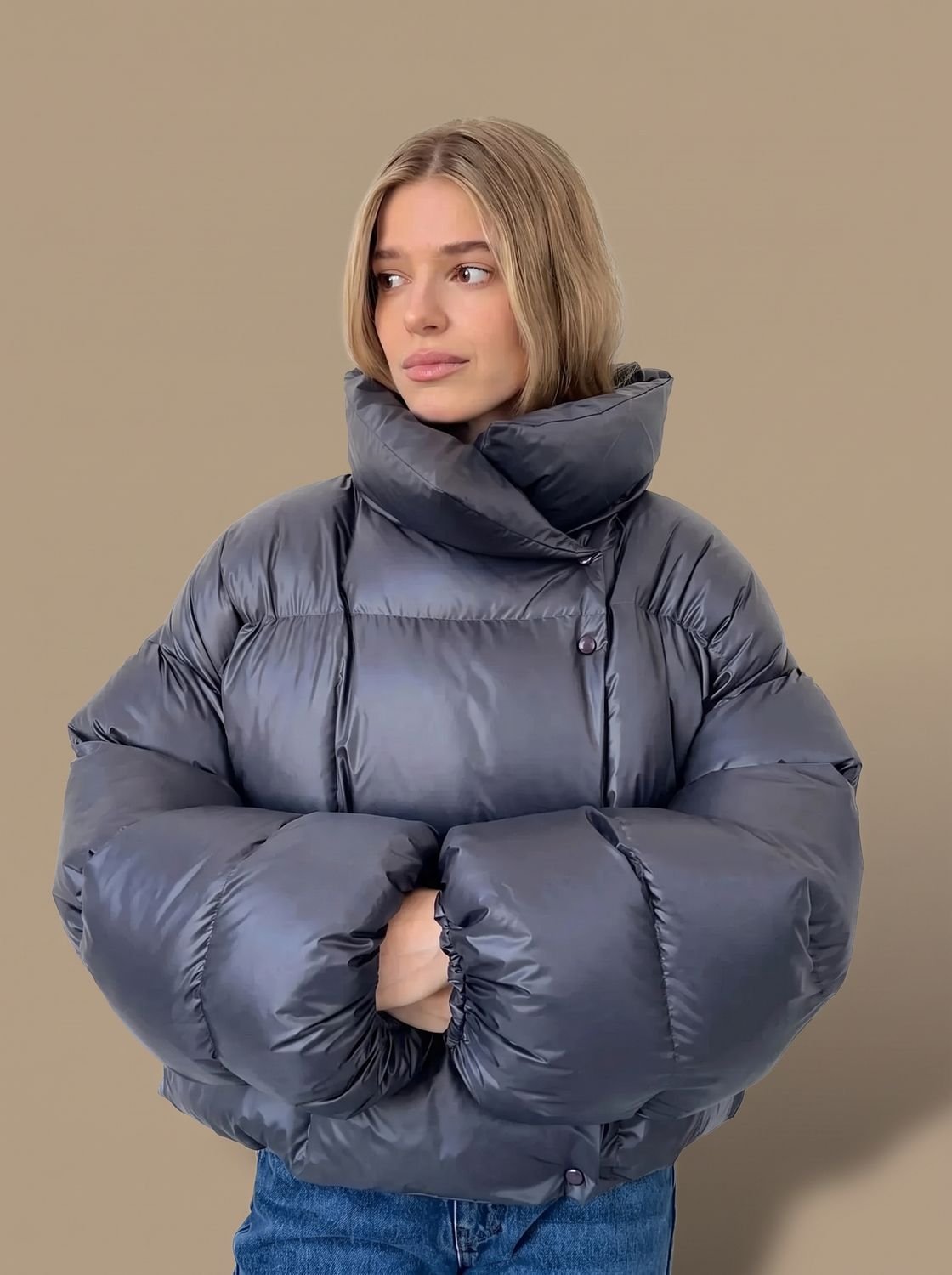 Doudoune femme oversize matelassée à col montant 6