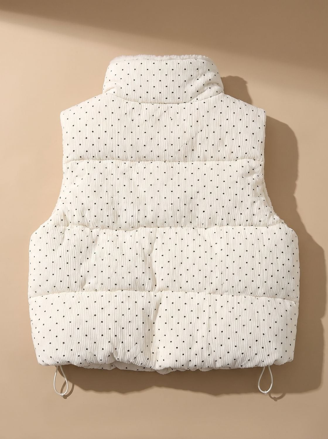 Doudoune sans manches femme col montant doublé peluche à pois 5