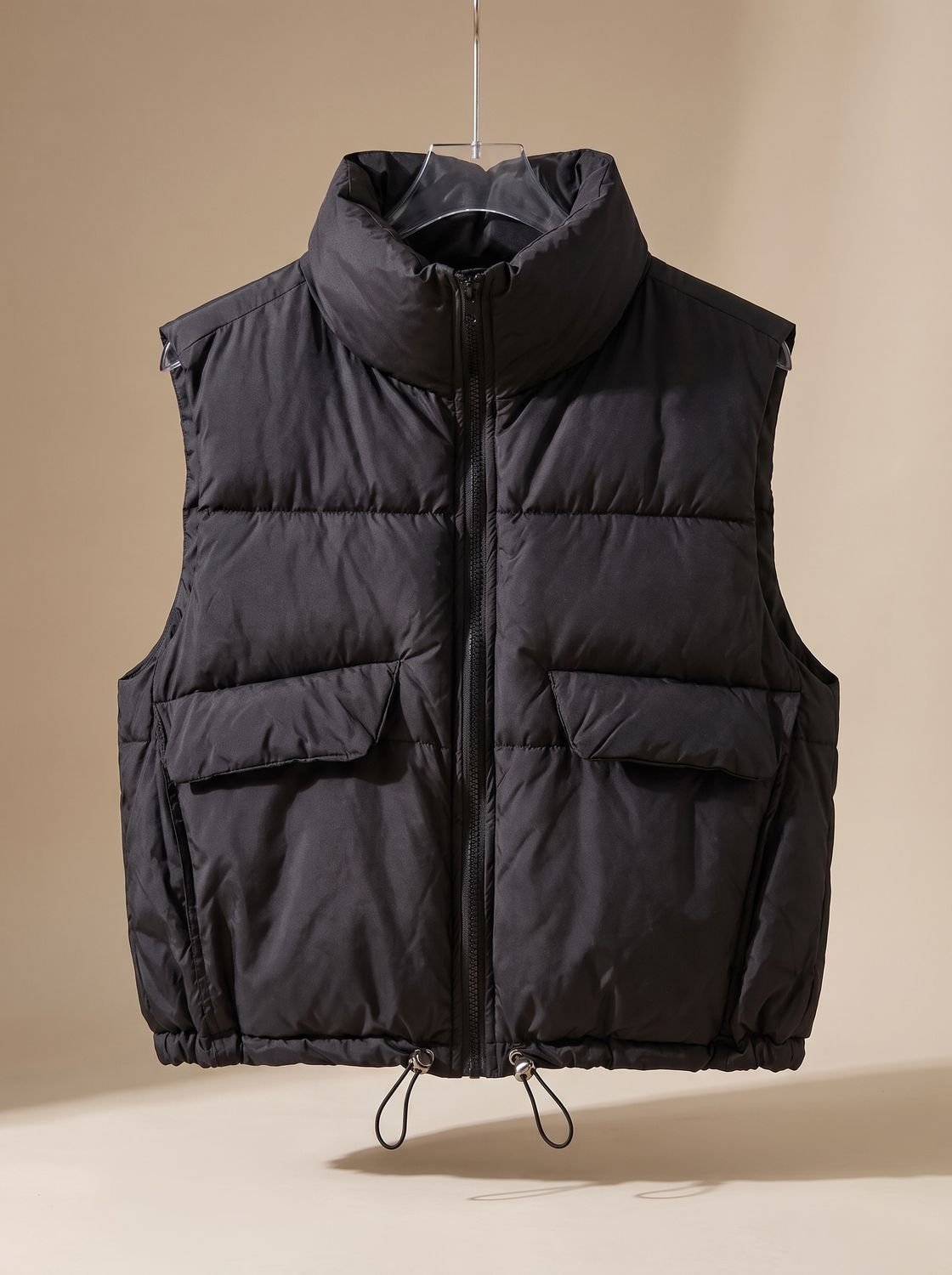 Doudoune sans manches femme courte coupe boxy ourlet à cordon 5