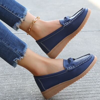 Mocassins femme à talon compensé tressés 9