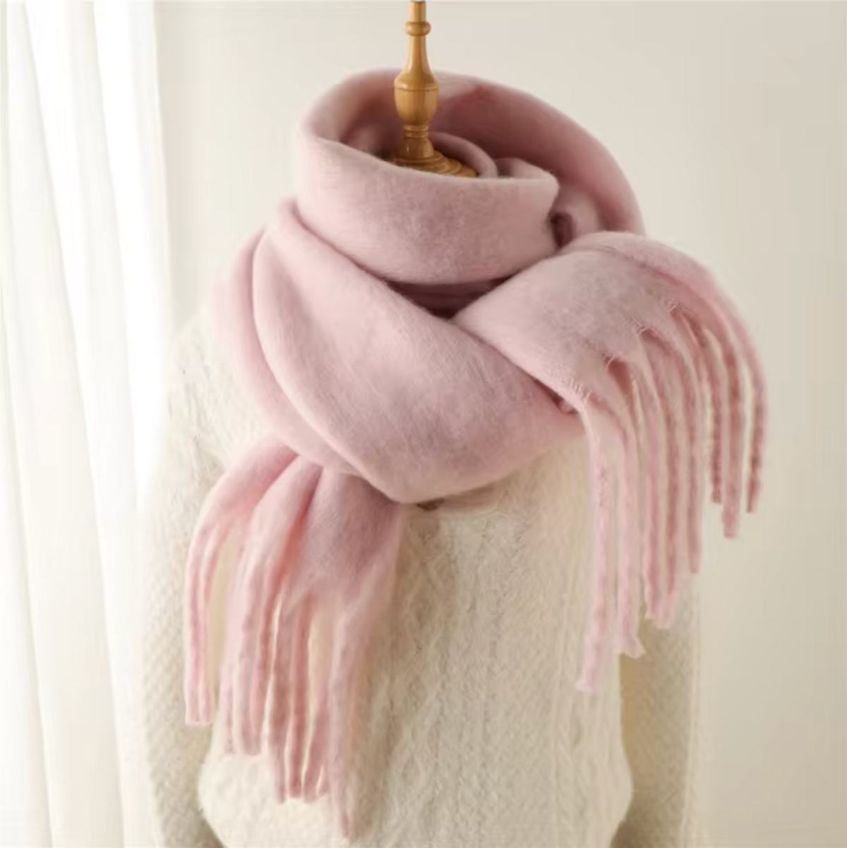 Écharpe pashmina unie à franges femme 7