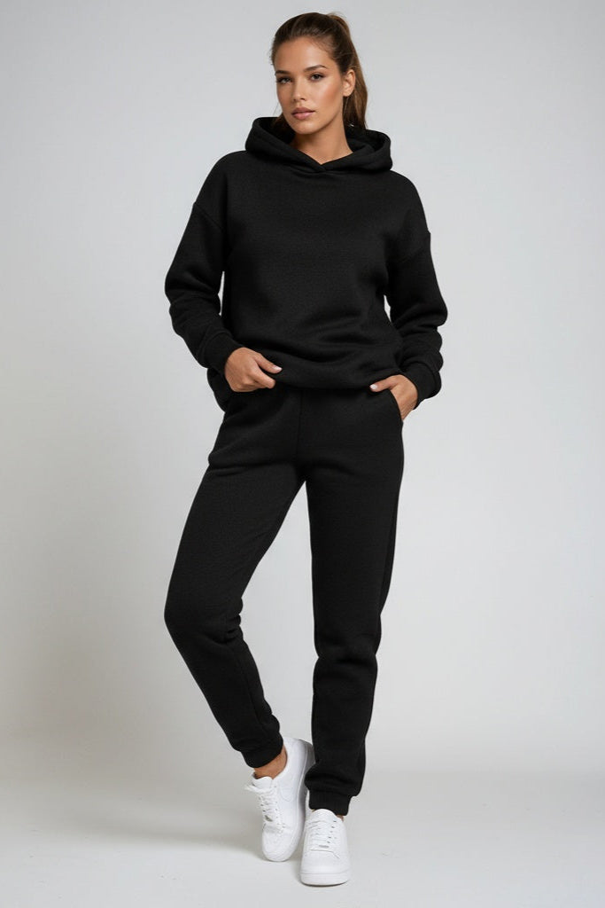 Ensemble détente femme à capuche avec pantalon de jogging et bords côtelés 3