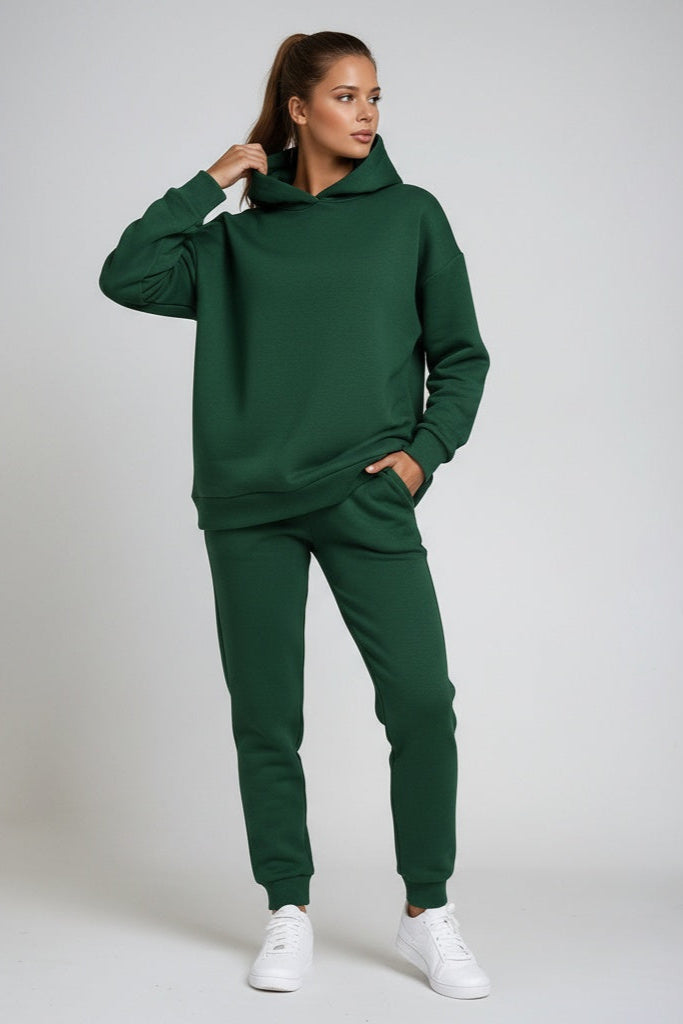 Ensemble détente femme à capuche avec pantalon de jogging et bords côtelés 9