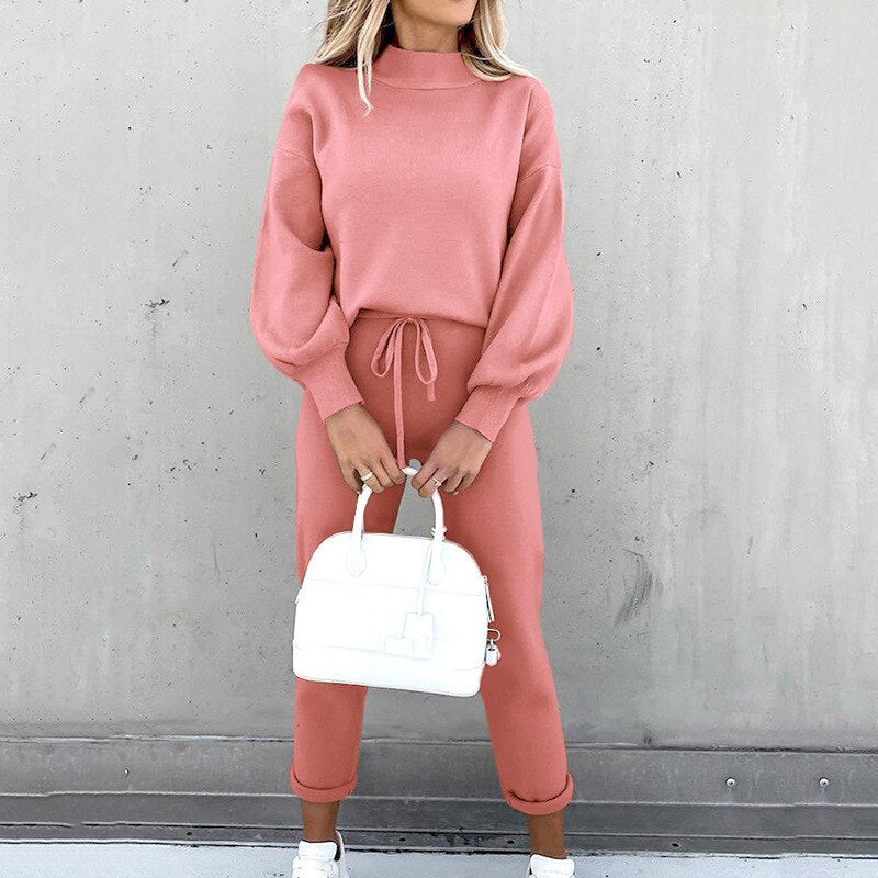 Ensemble deux pièces femme avec pull et pantalon en matière douce 7