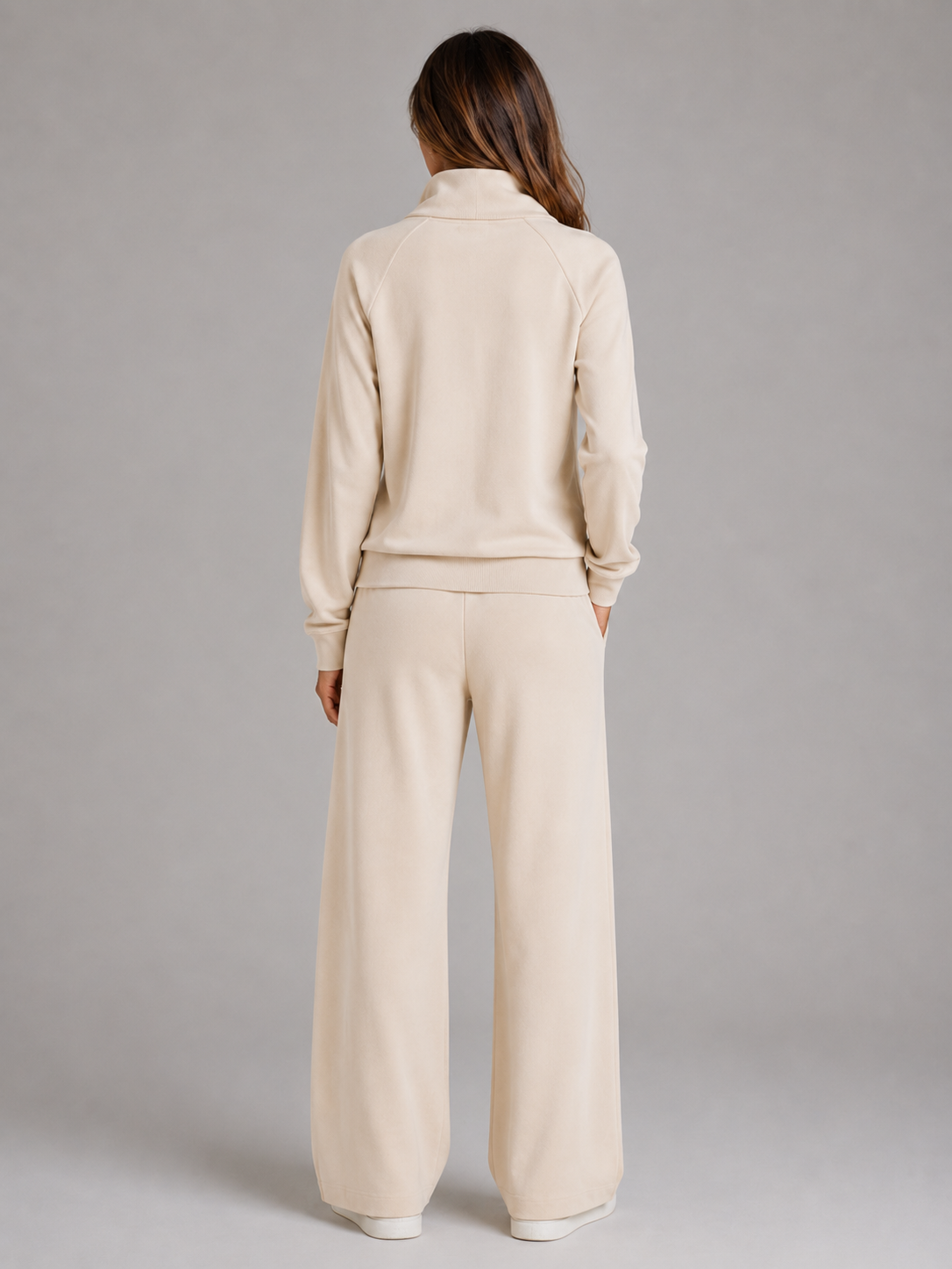 Ensemble femme deux pièces sweat demi-zip à col montant et pantalon large 5