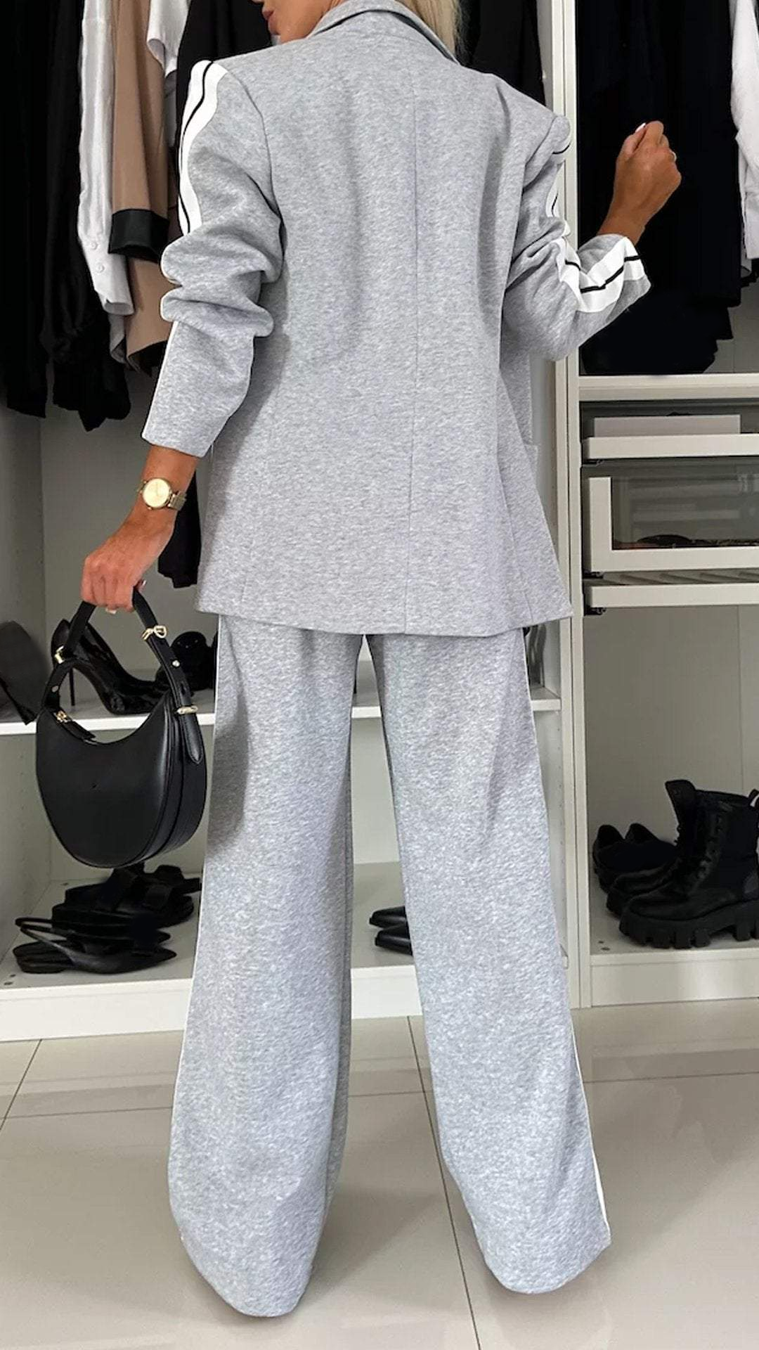 Ensemble tailleur femme avec blazer et pantalon, coupe ample 8
