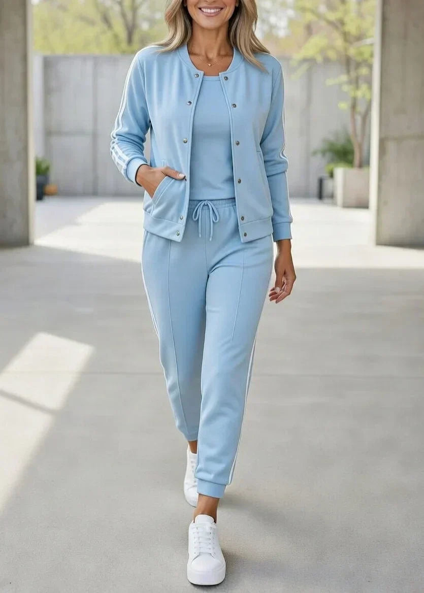 Ensemble veste et pantalon femme 3 pièces jogging sport chic 1