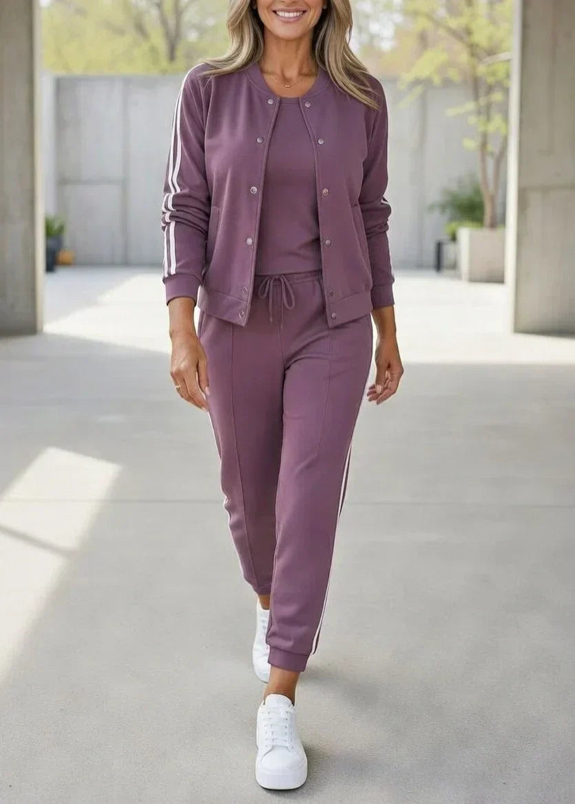 Ensemble veste et pantalon femme 3 pièces jogging sport chic 2