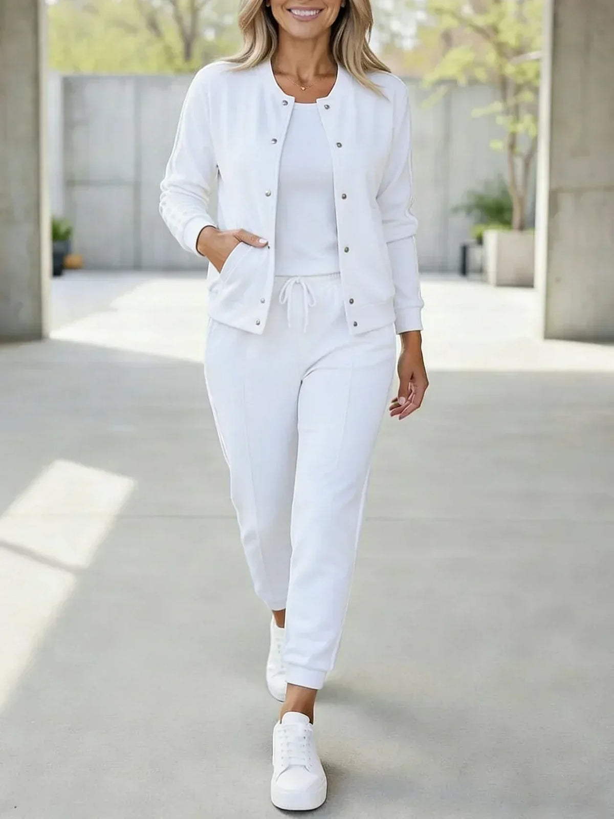 Ensemble veste et pantalon femme 3 pièces jogging sport chic 5