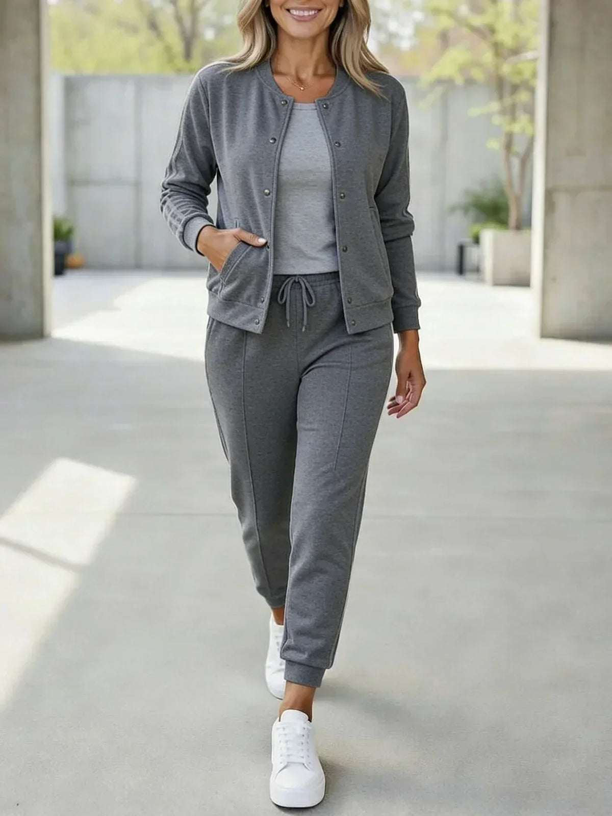 Ensemble veste et pantalon femme 3 pièces jogging sport chic 6