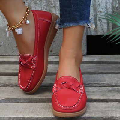 Mocassins femme à talon compensé tressés 13