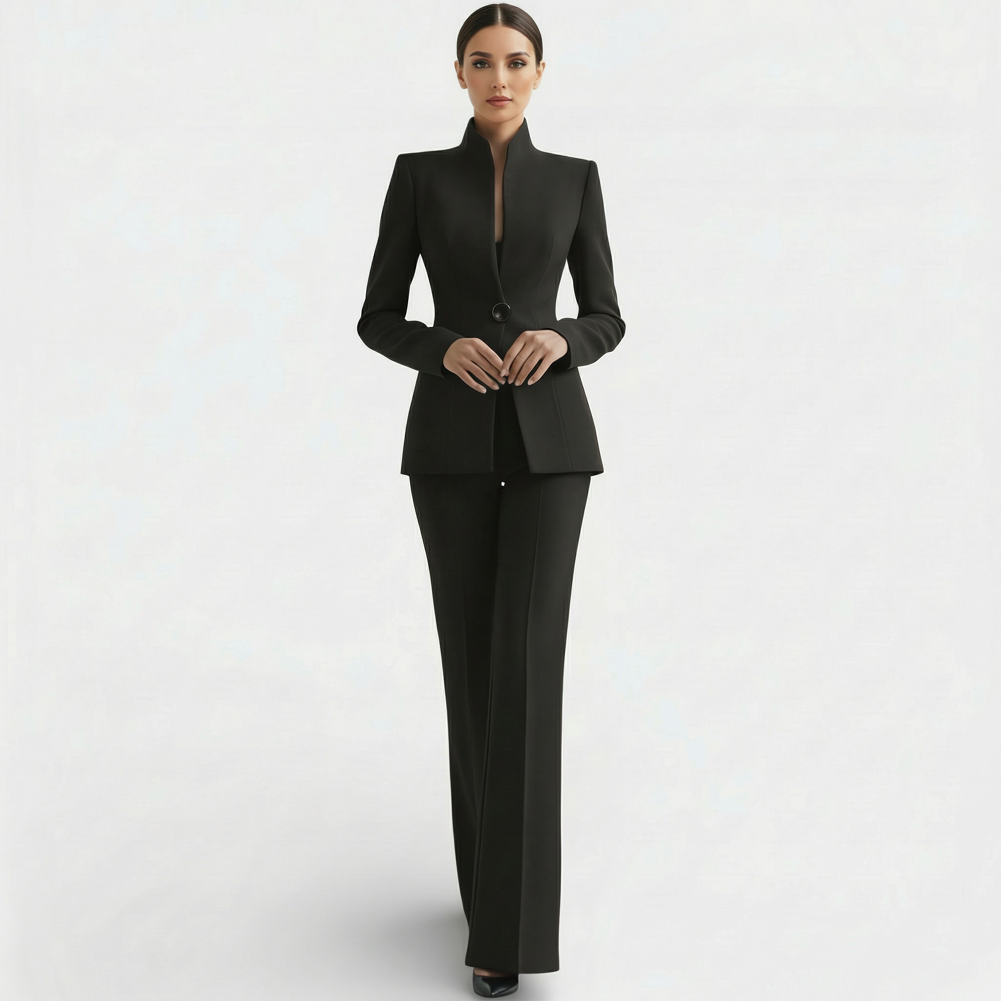 Ensemble tailleur femme veste cintrée et pantalon élégant