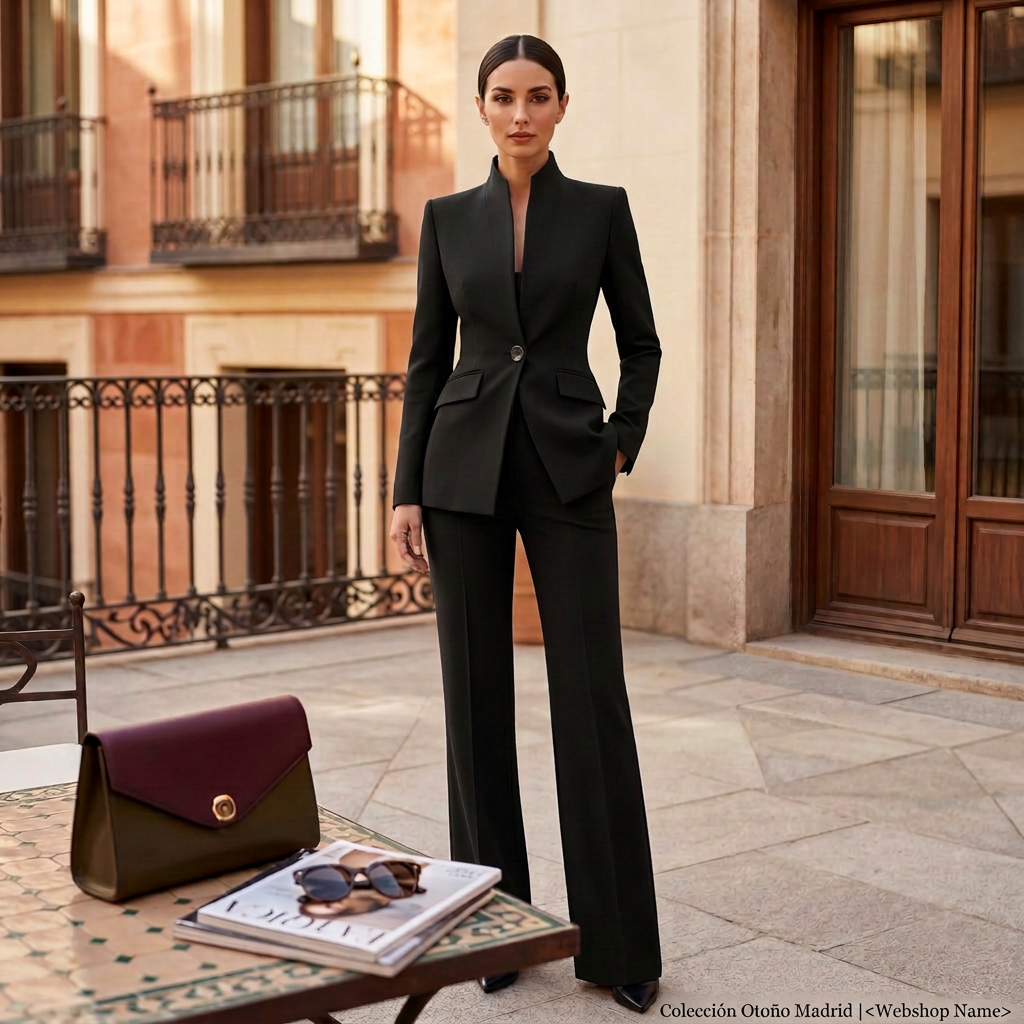 Ensemble tailleur femme veste cintrée et pantalon élégant