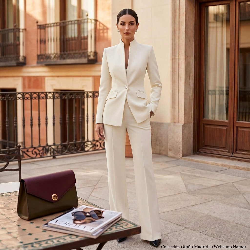 Ensemble tailleur femme veste cintrée et pantalon élégant
